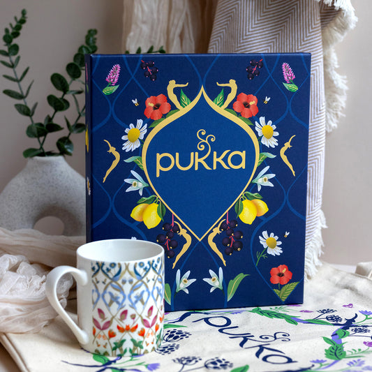 Pukka Organic Herbal Collection Rainbow Tea Gift Set - 45 Organic Tea Bags with Mug and Tote Bag