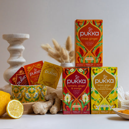 Pukka Organic Golden Tea Gift Set - 60 Organic Tea Bags with Storage Tea Caddy