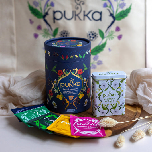 Pukka Organic Herbal Selection Tea Gift Set - 30 Organic Tea Bags with Travel Tin and Tote Bag