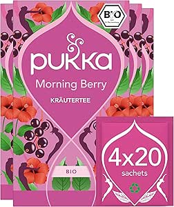 Pukka Herbs | Morning Berry Organic Herbal Tea Box | Infused With Blackcurrant, Blackberry & Spearmint | Perfect For Bright Energy | Caffeine Free | 4 Packs of 20 Plant Based Biodegradable Tea Bags