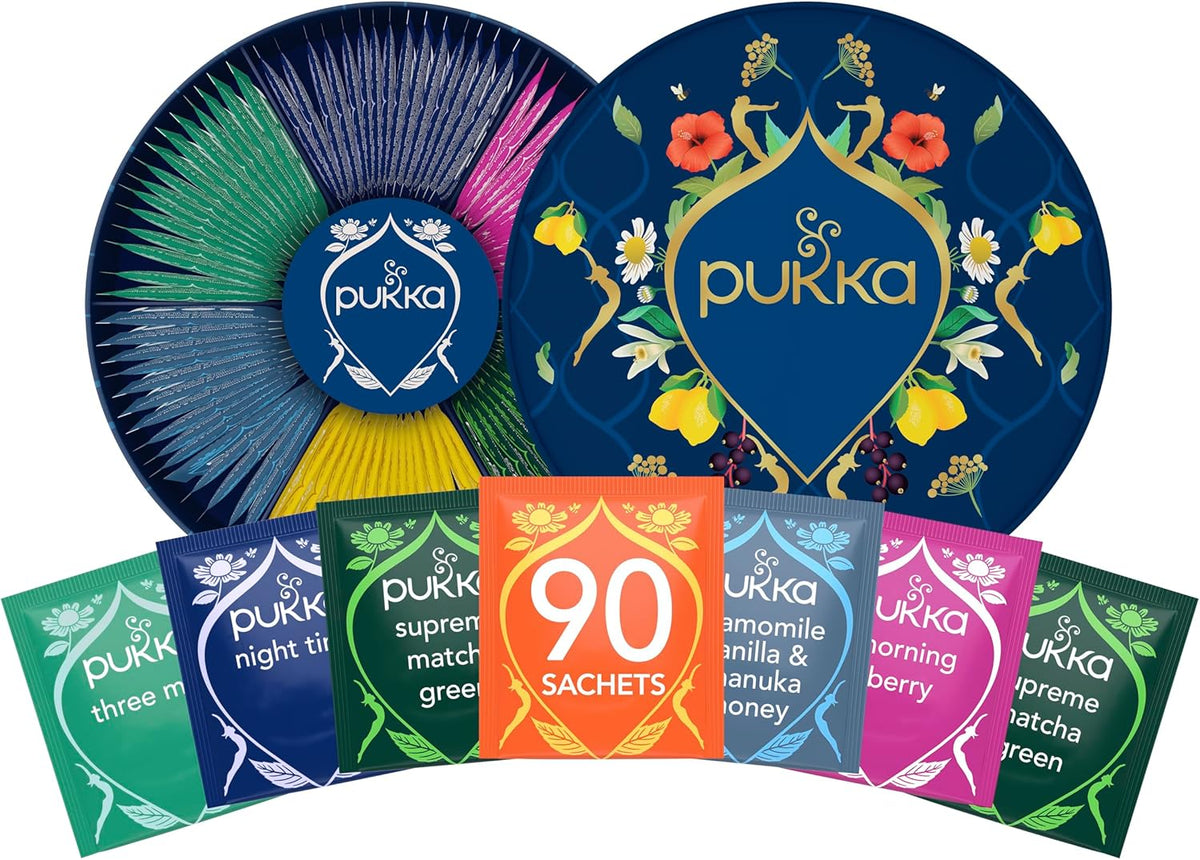Pukka Herbs | Premium Organic Herbal Tea Selection Gift Set Box | Eco-Conscious Gift Collection | Perfect for Any Tea Enthusiast | 90 Tea Bags | 6 Distinct Flavours