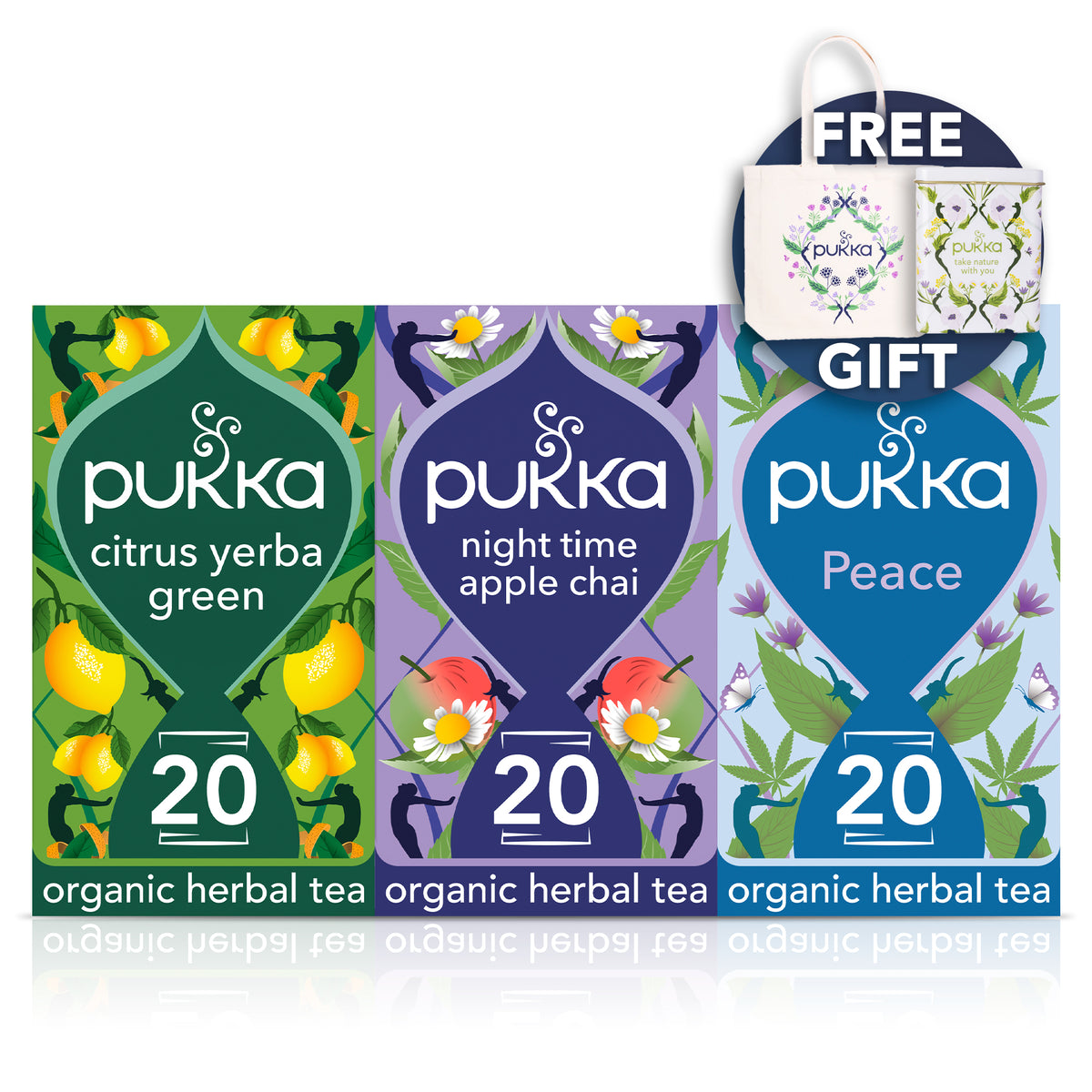 Pukka Herbs Daily Rituals Tea Bundle - 3 Organic Flavors with Yerba Mate, Ashwagandha and Chai, 60 Tea Sachets