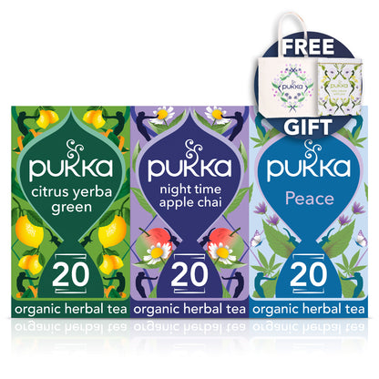 Pukka Herbs Daily Rituals Tea Bundle - 3 Organic Flavors with Yerba Mate, Ashwagandha and Chai, 60 Tea Sachets